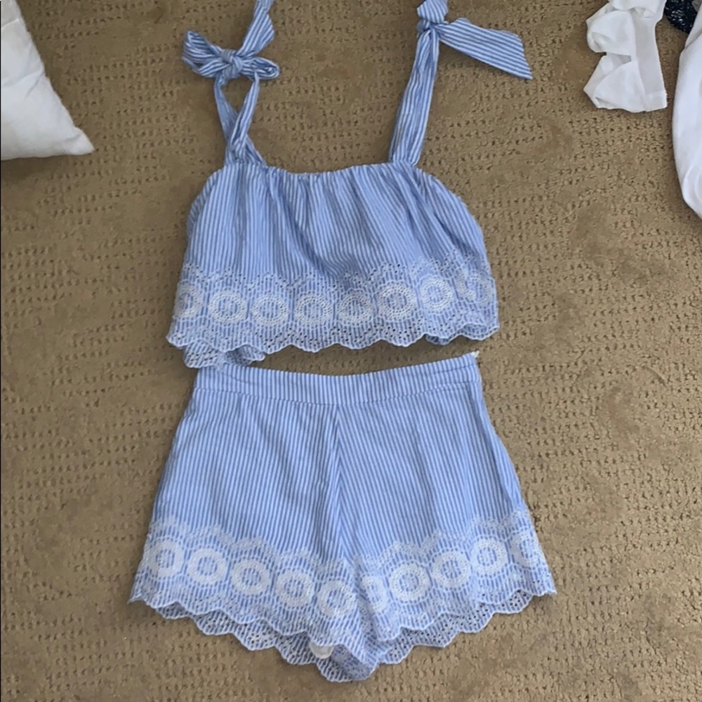 Blue and White Striped Set